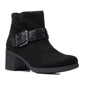 Clarks Womens 9 M Black Buckle Ankle Booties NIB ZZ2